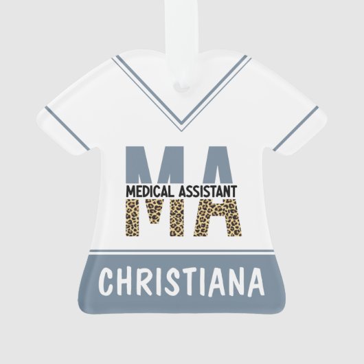Custom MA Medical Assistant Leopard Print Ornament (Rückseite)