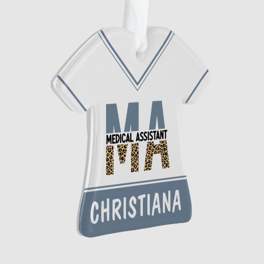 Custom MA Medical Assistant Leopard Print Ornament (Vorderseite)