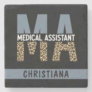 Custom MA Medical Assistant Leopard Print Steinuntersetzer