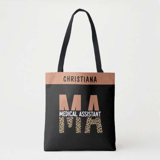 Custom MA Medical Assistant Leopard Print Tasche (Vorderseite)