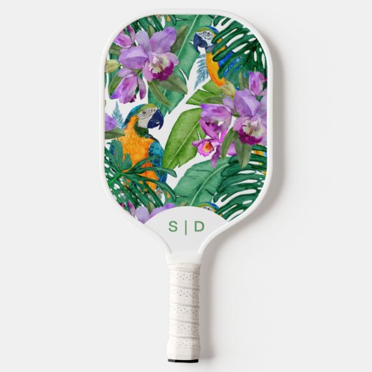 Custom Macaw Orchid Summer Pickleball Paddle (Rückseite)