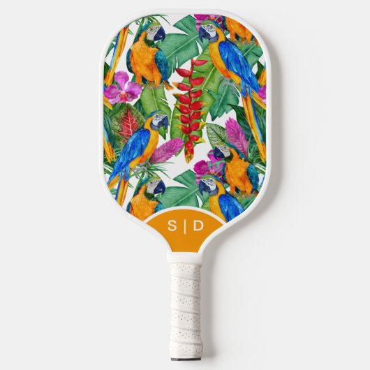 Custom Macaw Orchid White Pickleball Paddel Schläger (Vorderseite)
