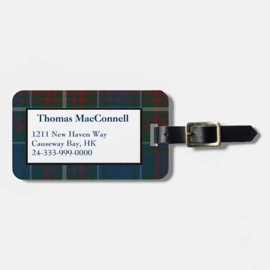 Custom MacConnell Tartan Karierter Gepäcktag Gepäckanhänger (Vorderseite horizontal)