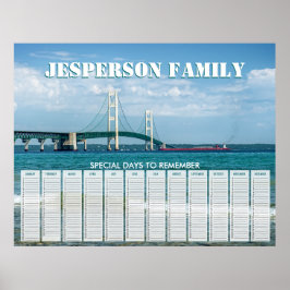 Custom Mackinac Bridge Birthday Calendar Poster
