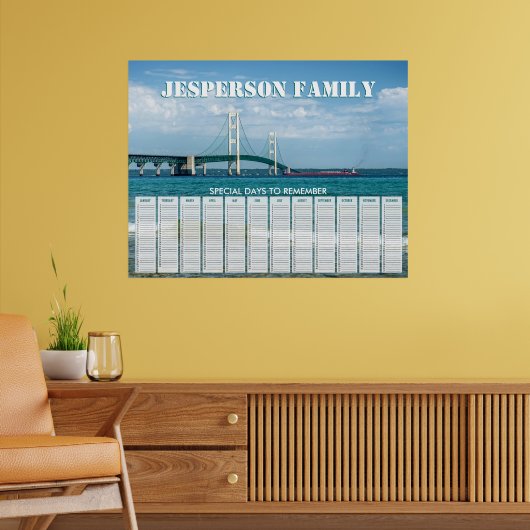 Custom Mackinac Bridge Birthday Calendar Poster (Wohnzimmer 2)