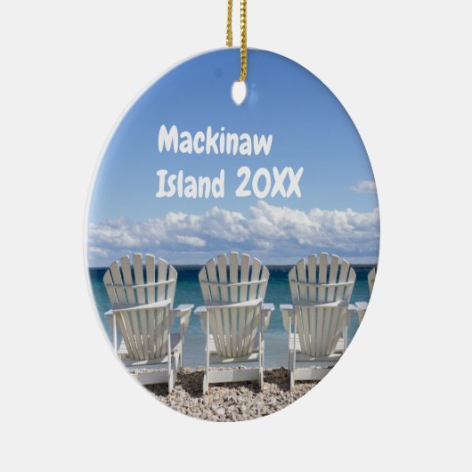 Custom Mackinaw Island Weihnachtsdekoration Kerami Keramik Ornament (Rechts)