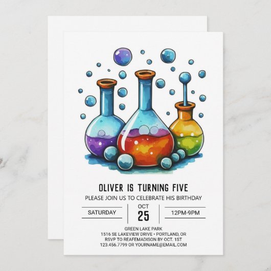 Custom Mad Scientist Gear Birthday Einladung (Vorne/Hinten)