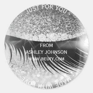 Custom Made Glam Diamond Eye Silver Grau Glitzer Runder Aufkleber