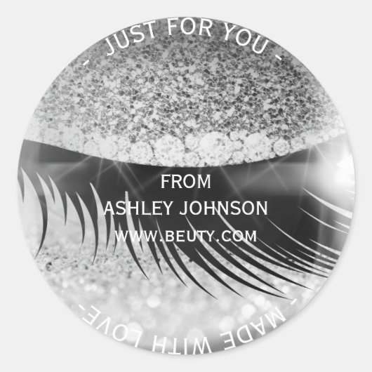 Custom Made Glam Diamond Eye Silver Grau Glitzer Runder Aufkleber (Vorderseite)