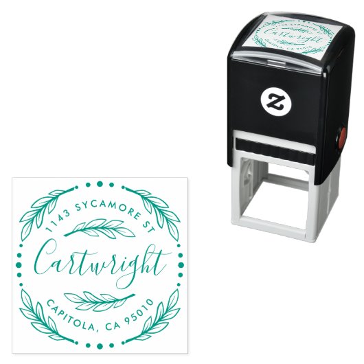 Custom Made Rustic Laurel Wreath Rücksendeadresse Permastempel (Beispiel)