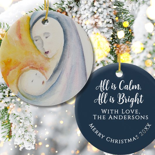Custom Madonna and Child Midnight Blue Keepake Keramik Ornament