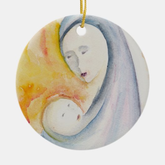 Custom Madonna and Child Midnight Blue Keepake Keramik Ornament (Vorne)