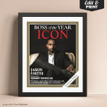 Custom Magazine Cover, Geschenk für Boss, Best Bos Poster<br><div class="desc">Feiern Sie Ihren phantastischen Chef mit diesem maßgeschneiderten Magazin-Cover - Geschenk für den Chef! Mit einem personalisierten Foto und lustigen, individuellen Schlagzeilen macht dieses einzigartige Design Ihren Chef zum Chef des Jahres. Perfekt für Geburtstage, Arbeitsjubiläen, Ruhestand oder einfach nur um Ihre Wertschätzung zu zeigen, ist dieses Keepake Poster ein lustiger...</div>