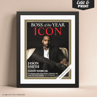 Custom Magazine Cover, Geschenk für Boss, Best Bos Poster