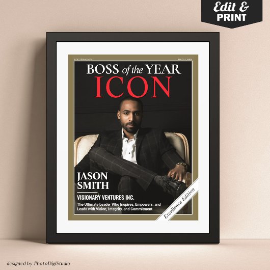 Custom Magazine Cover, Geschenk für Boss, Best Bos Poster