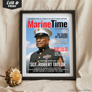 Custom Magazine Cover Gift Vater Marine Retirement Poster