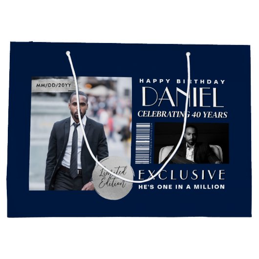 Custom Magazine Cover Modern Birthday Fashion Große Geschenktüte (Rückseite)