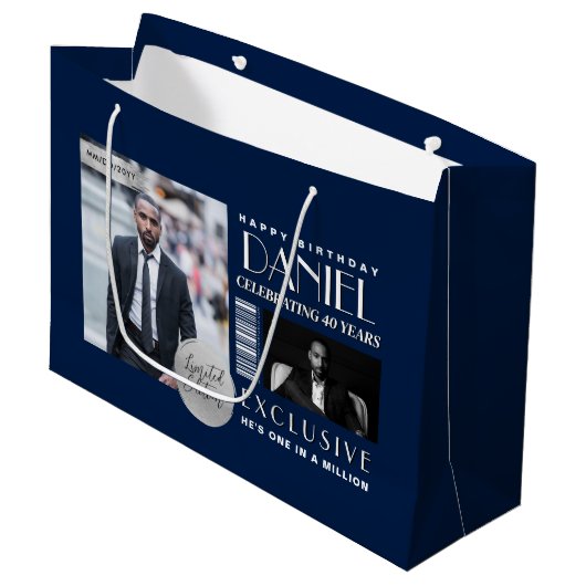 Custom Magazine Cover Modern Birthday Fashion Große Geschenktüte (Vorderseite Schrägansicht)