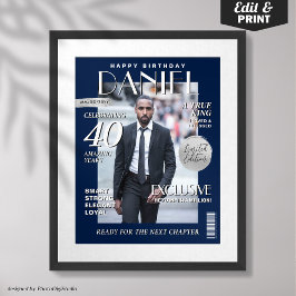 Custom Magazine Cover, Modern Birthday Portrait Poster