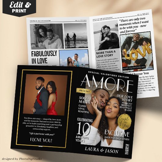 Custom Magazine Greeting Card, Modern Valentines Karte