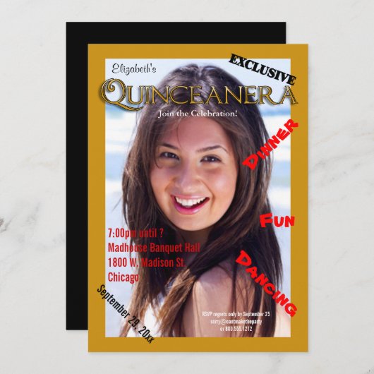 Custom Magazine Style Quinceanera Party Einladung (Vorne/Hinten)