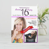 Custom Magazine Style Sweet 16 Party Einladung (Stehend Vorderseite)