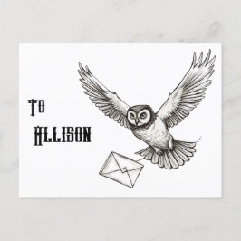 Custom Magic Owl Black and White Flight Post Postkarte