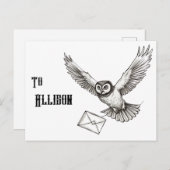 Custom Magic Owl Black and White Flight Post Postkarte (Vorne/Hinten)