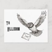 Custom Magic Owl Black and White Flight Post Postkarte (Vorderseite)