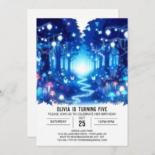 Custom Magic Woodland Digital Geburtstag Einladung (Vorne/Hinten)