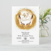 Custom Magical Digital Gold 40. Geburtstag Einladung (Stehend Vorderseite)