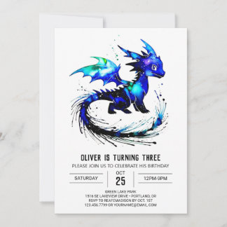 Custom Magical Dragon Digital Boy Geburtstag Einladung