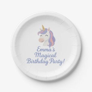 Custom Magical Fantasy Unicorn Geburtstags-Teller Pappteller