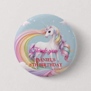 Custom Magical Unicorn Rainbow Birthday Party Button