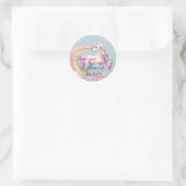 Custom Magical Unicorn Rainbow Birthday Party Runder Aufkleber (Tasche)