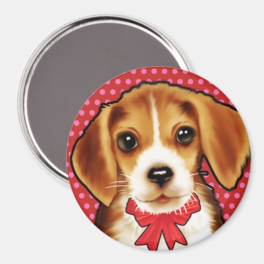 Custom Magnet niedlichen Beagle-Jungtier. (Vorderseite/Rückseite)