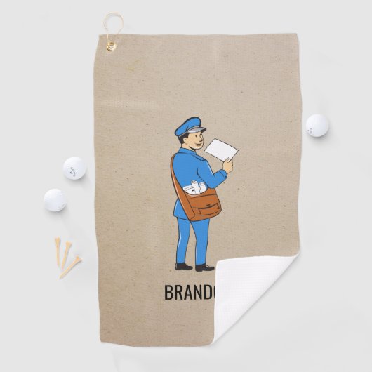 Custom Mailman Retro Letter Carrier Golfhandtuch (Insitu)