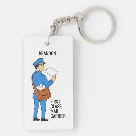 Custom Mailman Retro Letter Carrier Schlüsselanhänger (Rückseite)