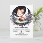 Custom Majestic Fox Geburtstag digital Einladung (Stehend Vorderseite)