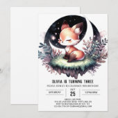 Custom Majestic Fox Geburtstag digital Einladung (Vorne/Hinten)
