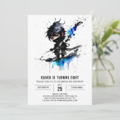 Custom Majestic Ninja Boy Digital Geburtstag Einladung (Stehend Vorderseite)