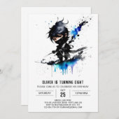 Custom Majestic Ninja Boy Digital Geburtstag Einladung (Vorne/Hinten)