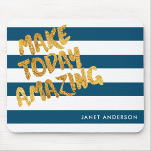 Custom Make Today Phantastisch Navy and Gold Mousepad
