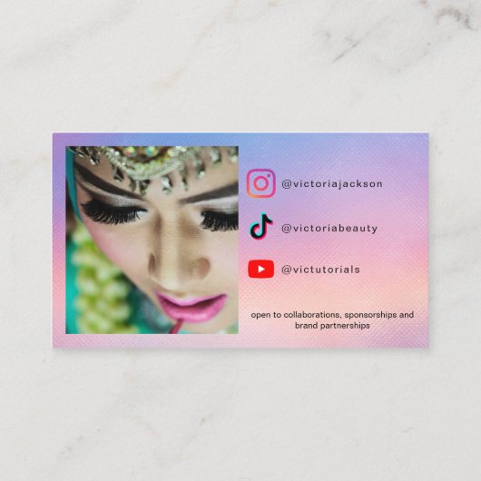 Custom Makeucer Influencer Vlogger Iridescent Beau Visitenkarte (Rückseite)