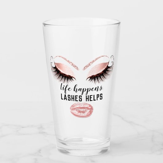 Custom Makeup Artist Eyelash Extension Pink Kiss Glas (Vorderseite)