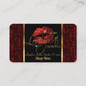 Custom Makeup Artist mit Leopard & Red Lips Visitenkarte (Vorderseite)