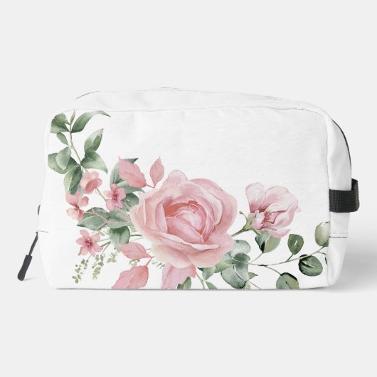 Custom Makeup Bag Wasserfarbe Rosa Rosen Waschbeutel (Rückseite)