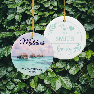 Custom Maldives Family Vacation Keramik Ornament