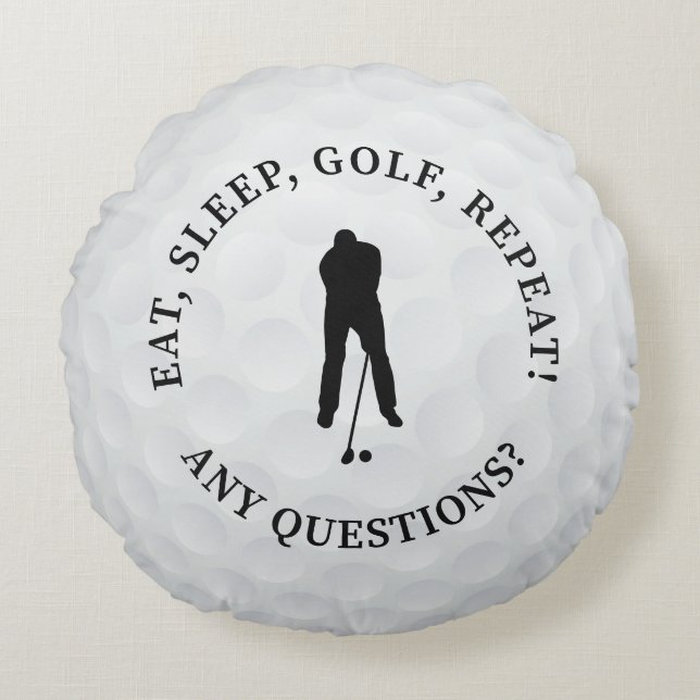 Custom Male Golfer Silhouette Niedlich Golf Ball B Rundes Kissen (Vorderseite)