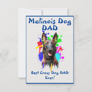 Custom Malinois dad Dog Bester Crazy Dog Vater Dankeskarte